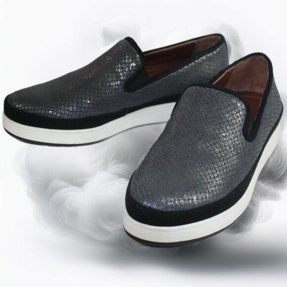 Donald J. Pilner Mickey Snake Gunmetal Gray Black Platform Slip-On, Size 6 - Picture 4 of 7